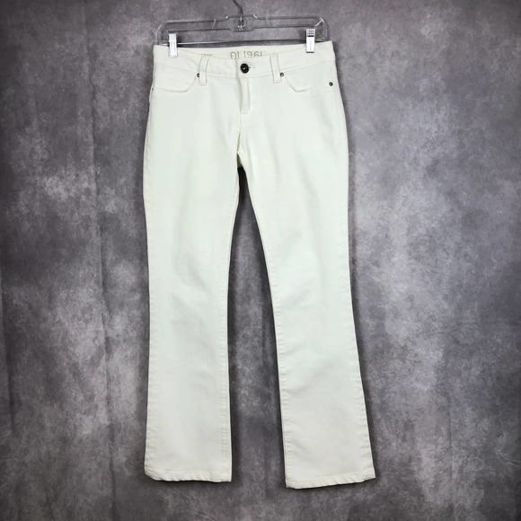 DL1961 Cindy Slim Womens White Low Rise Bootcut Denim Jeans Size 27 - Picture 1 of 11